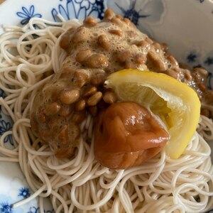 簡単でごめんなさい！納豆と梅のまぜまぜそうめん☆